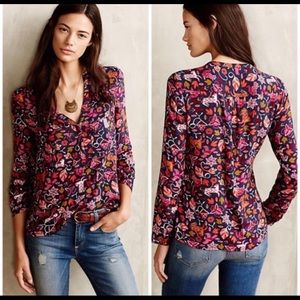 Anthropologie Maeve Moonflower Popover Top